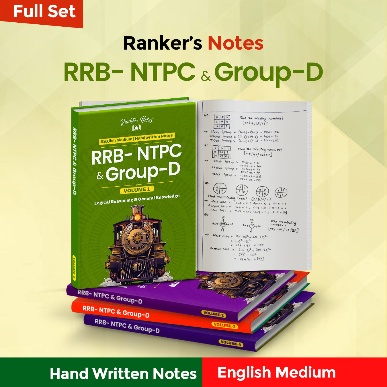 RankersNotes -RRB NTPC Gr-D RPF Constable Technician Handwritten Notes -English Medium