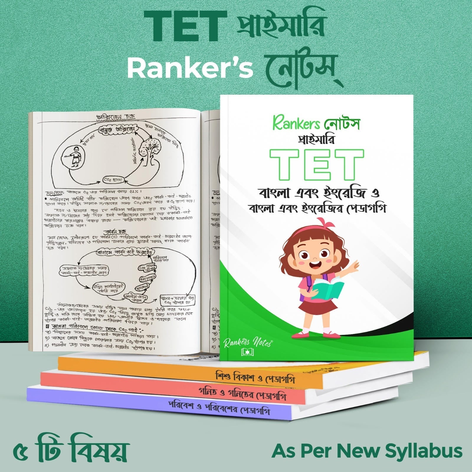 WEST BENGAL PRIMARY TET( In Service) - ALL 5 Subjects-HARD COPY -4 Handwritten Notes( Updated Syllabus) - Rankersnotes